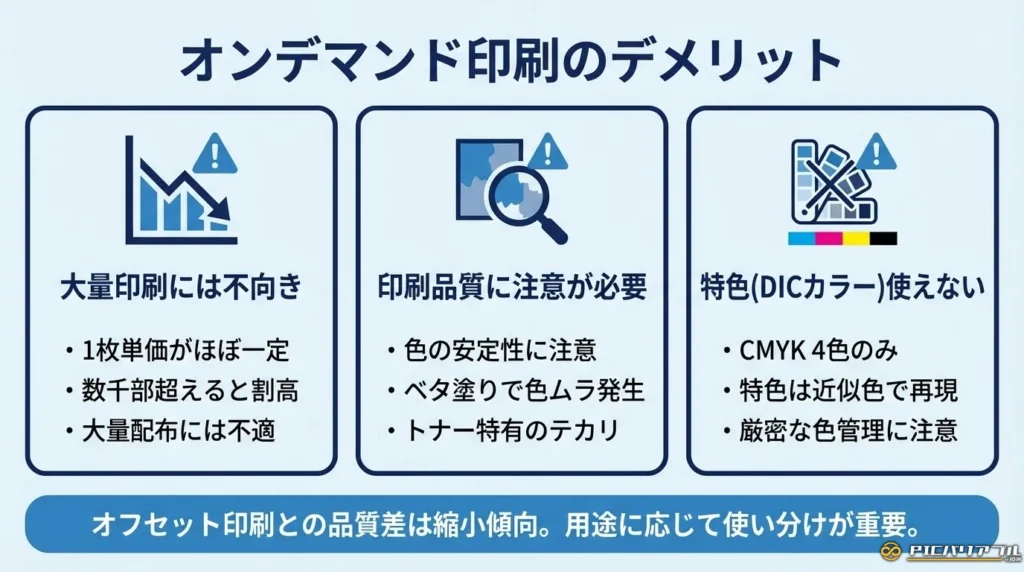 オンデマンド印刷のデメリット