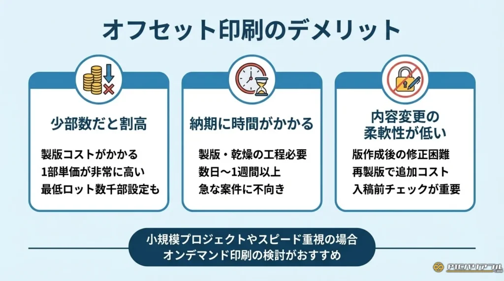 オフセット印刷のデメリット